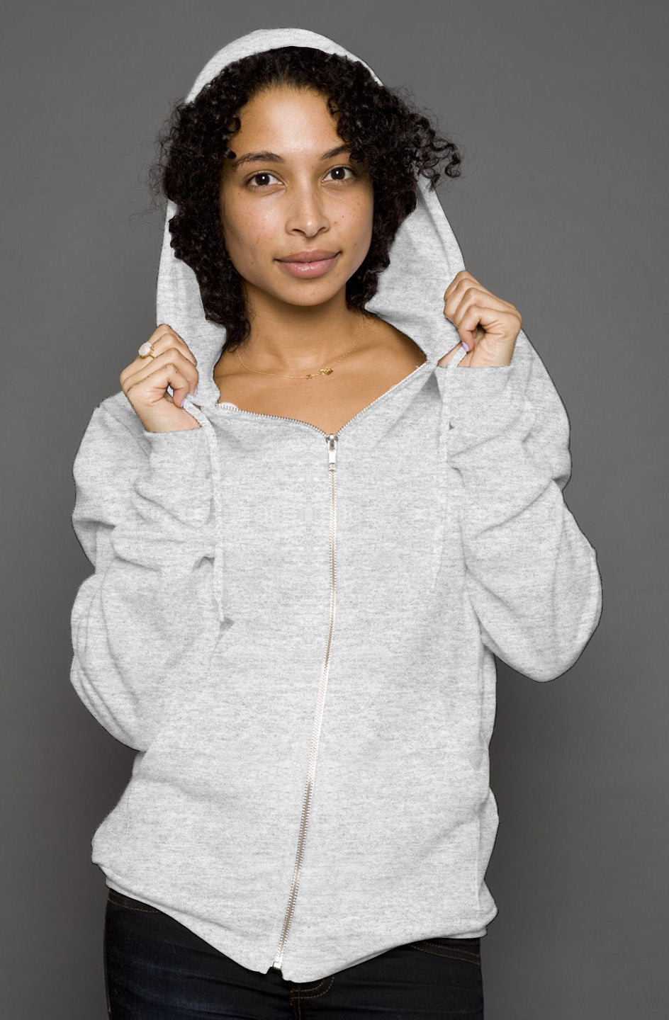 Women heather zip hoody