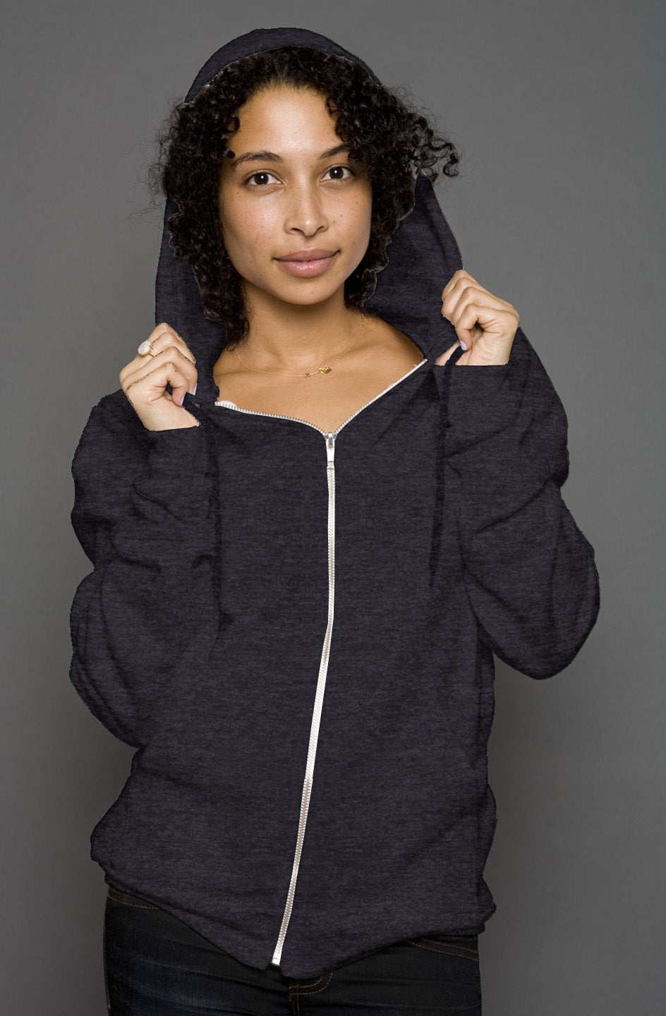 Women heather zip hoody